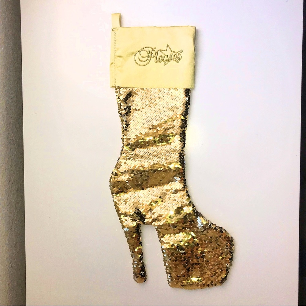 - Christmas Stocking, Hight heel Gold sequin from Pleaser